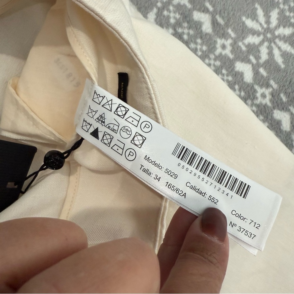 NWT Massimo‎ Dutti Darted Linen Blend Trousers In Cream Size 2 - Picture 8 of 13